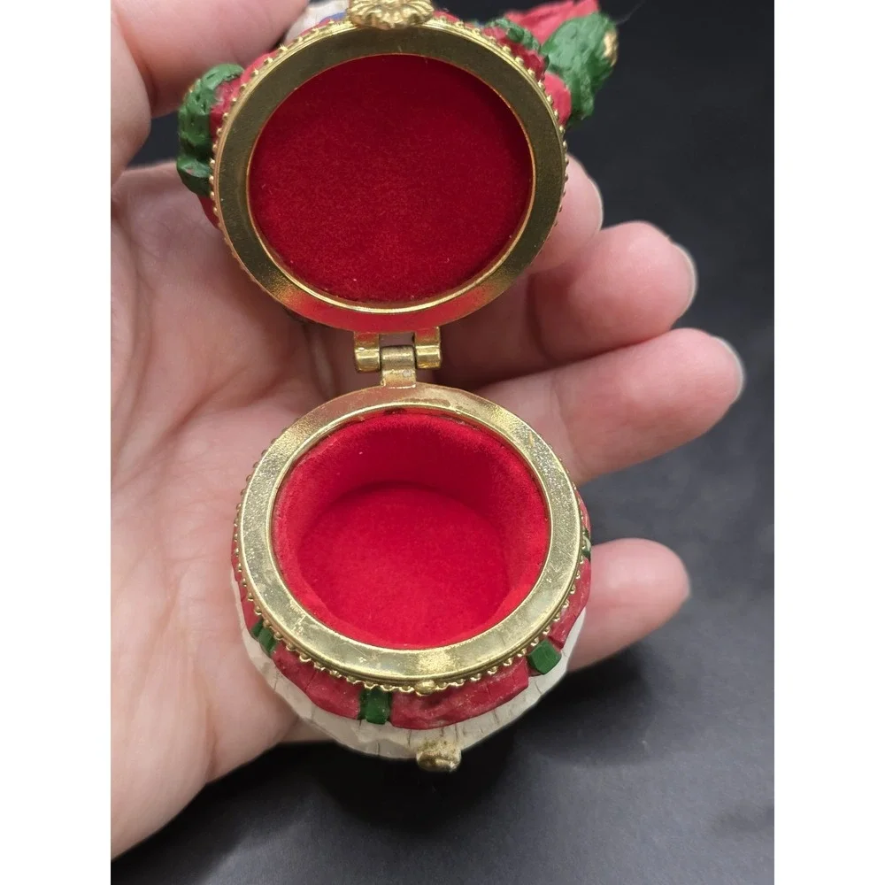 Snowman Trinket Box Resin Red Felt Lined Interior Ranger‎ International